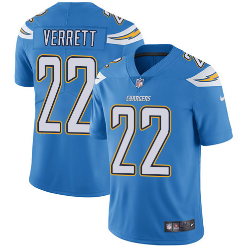 Nike Chargers #22 Jason Verrett Electric Blue Alternate Men's Stitched NFL Vapor Untouchable Limited Jersey - Click Image to Close